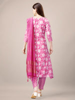 Thumbnail for Malishka Women's Pink Rayon Embroidered Straight Kurta Pant With Dupatta - Distacart