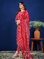 Thumbnail for Malishka Women's Maroon Rayon Embroidered Straight Kurta Pant With Dupatta - Distacart