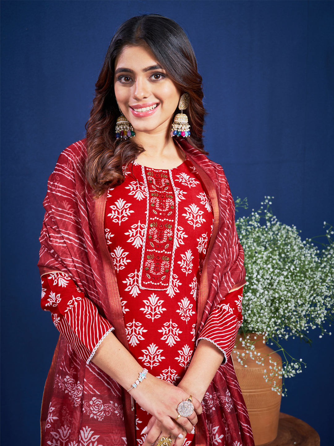 Malishka Women's Maroon Rayon Embroidered Straight Kurta Pant With Dupatta - Distacart