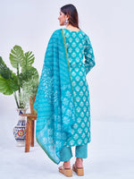Thumbnail for Malishka Women's Sky Blue Rayon Embroidered Straight Kurta Pant With Dupatta - Distacart