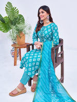 Thumbnail for Malishka Women's Sky Blue Rayon Embroidered Straight Kurta Pant With Dupatta - Distacart