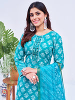 Thumbnail for Malishka Women's Sky Blue Rayon Embroidered Straight Kurta Pant With Dupatta - Distacart