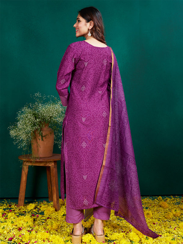 Malishka Women's Purple Rayon Embroidered Straight Kurta Pant With Dupatta - Distacart