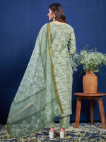 Thumbnail for Malishka Women's Pista Rayon Embroidered Straight Kurta Pant With Dupatta - Distacart