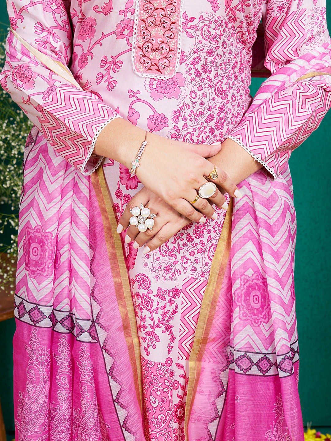 Malishka Women's Pink Rayon Embroidered Straight Kurta Pant With Dupatta - Distacart