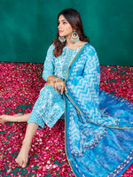 Thumbnail for Malishka Women's Sky Blue Rayon Embroidered Straight Kurta Pant With Dupatta - Distacart