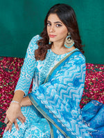 Thumbnail for Malishka Women's Sky Blue Rayon Embroidered Straight Kurta Pant With Dupatta - Distacart