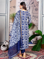 Thumbnail for Malishka Women's Blue Rayon Embroidered Straight Kurta Pant With Dupatta - Distacart