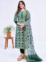 Thumbnail for Malishka Women's Green Rayon Embroidered Straight Kurta Pant With Dupatta - Distacart