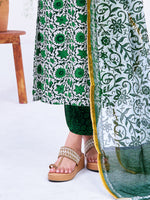 Thumbnail for Malishka Women's Green Rayon Embroidered Straight Kurta Pant With Dupatta - Distacart