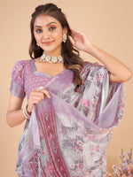 Thumbnail for NOZ2TOZ Women's Linen Blend Off White Printed Designer Saree With Blouse Piece - Distacart