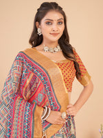 Thumbnail for NOZ2TOZ Women's Linen Blend Multi Color Printed Designer Saree With Blouse Piece - Distacart