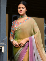 Thumbnail for NOZ2TOZ Women's Chiffon Bronze Embellished Celebrity Saree With Blouse Piece - Distacart