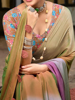 Thumbnail for NOZ2TOZ Women's Chiffon Bronze Embellished Celebrity Saree With Blouse Piece - Distacart