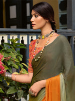 Thumbnail for NOZ2TOZ Women's Chiffon Sea Green Embellished Celebrity Saree With Blouse Piece - Distacart