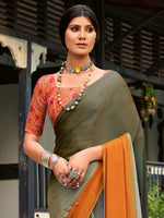 Thumbnail for NOZ2TOZ Women's Chiffon Sea Green Embellished Celebrity Saree With Blouse Piece - Distacart