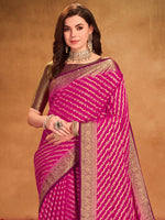 Thumbnail for NOZ2TOZ Women's Georgette Pink Woven Design Designer Saree With Blouse Piece - Distacart
