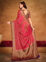 Thumbnail for NOZ2TOZ Women's Georgette Red Woven Design Designer Saree With Blouse Piece - Distacart