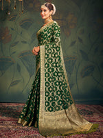 Thumbnail for NOZ2TOZ Women's Georgette Green Woven Design Designer Saree With Blouse Piece - Distacart