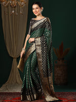 Thumbnail for NOZ2TOZ Women's Georgette Green Woven Design Designer Saree With Blouse Piece - Distacart