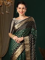 Thumbnail for NOZ2TOZ Women's Georgette Green Woven Design Designer Saree With Blouse Piece - Distacart