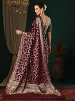 Thumbnail for NOZ2TOZ Women's Georgette Magenta Woven Design Designer Saree With Blouse Piece - Distacart