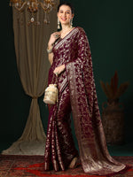 Thumbnail for NOZ2TOZ Women's Georgette Magenta Woven Design Designer Saree With Blouse Piece - Distacart