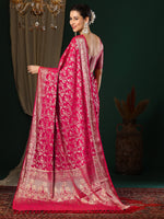 Thumbnail for NOZ2TOZ Women's Georgette Pink Woven Design Designer Saree With Blouse Piece - Distacart