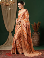 Thumbnail for NOZ2TOZ Women's Georgette Orange Woven Design Designer Saree With Blouse Piece - Distacart