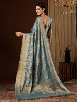 Thumbnail for NOZ2TOZ Women's Viscose Silk Blue Woven Design Designer Saree With Blouse Piece - Distacart