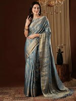 Thumbnail for NOZ2TOZ Women's Viscose Silk Blue Woven Design Designer Saree With Blouse Piece - Distacart