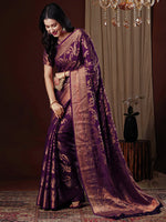 Thumbnail for NOZ2TOZ Women's Viscose Silk Magenta Woven Design Designer Saree With Blouse Piece - Distacart