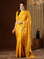 Thumbnail for NOZ2TOZ Women's Georgette Yellow Woven Design Designer Saree With Blouse Piece - Distacart