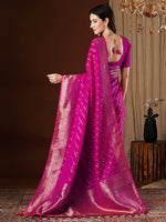 Thumbnail for NOZ2TOZ Women's Satin Silk Pink Woven Design Designer Saree With Blouse Piece - Distacart