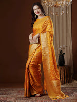 Thumbnail for NOZ2TOZ Women's Satin Silk Yellow Woven Design Designer Saree With Blouse Piece - Distacart