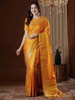 Thumbnail for NOZ2TOZ Women's Satin Silk Yellow Woven Design Designer Saree With Blouse Piece - Distacart