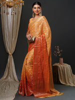 Thumbnail for NOZ2TOZ Women's Georgette Orange Woven Design Designer Saree With Blouse Piece - Distacart