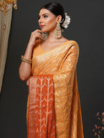 Thumbnail for NOZ2TOZ Women's Georgette Orange Woven Design Designer Saree With Blouse Piece - Distacart
