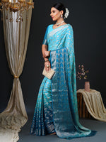 Thumbnail for NOZ2TOZ Women's Georgette Light Blue Woven Design Designer Saree With Blouse Piece - Distacart
