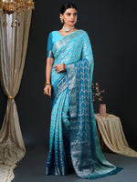Thumbnail for NOZ2TOZ Women's Georgette Light Blue Woven Design Designer Saree With Blouse Piece - Distacart