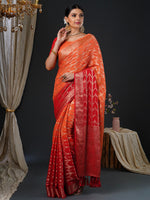 Thumbnail for NOZ2TOZ Women's Georgette Orange Woven Design Designer Saree With Blouse Piece - Distacart