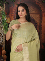 Thumbnail for Astita Organza Mhendi Green Saree