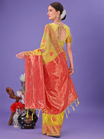 Thumbnail for Astita Yellow Woven Zari Traditional Linen Cotton Saree with Rich Pallu & Unstitched Blouse - Festive & Wedding Wear Saree - Distacart