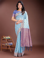 Thumbnail for Astita Elegant Sky Blue Cotton Saree with Contrast Pallu - Perfect Blend of Tradition & Comfort