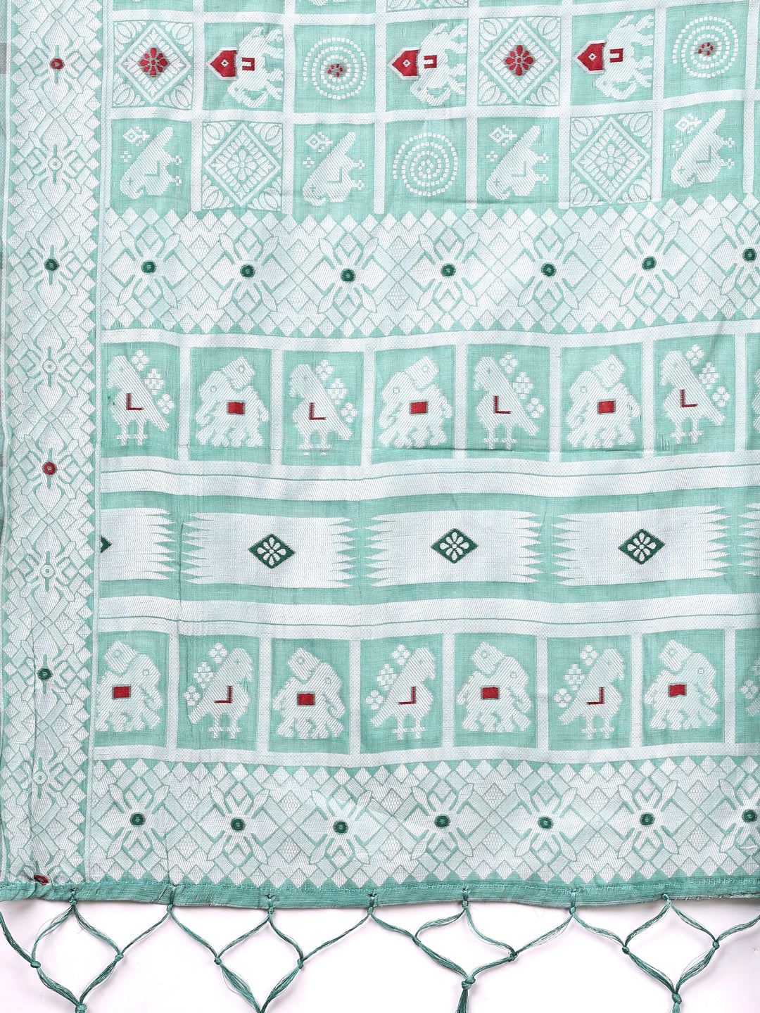 Astita Threads of Tradition: Sea Green Linen Cotton Saree Woven with Stories of Grace & Heritage - Distacart