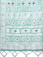 Thumbnail for Astita Threads of Tradition: Sea Green Linen Cotton Saree Woven with Stories of Grace & Heritage - Distacart