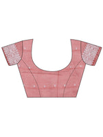 Thumbnail for Astita Threads of Tradition: Peach Linen Cotton Saree Woven with Stories of Grace & Heritage - Distacart