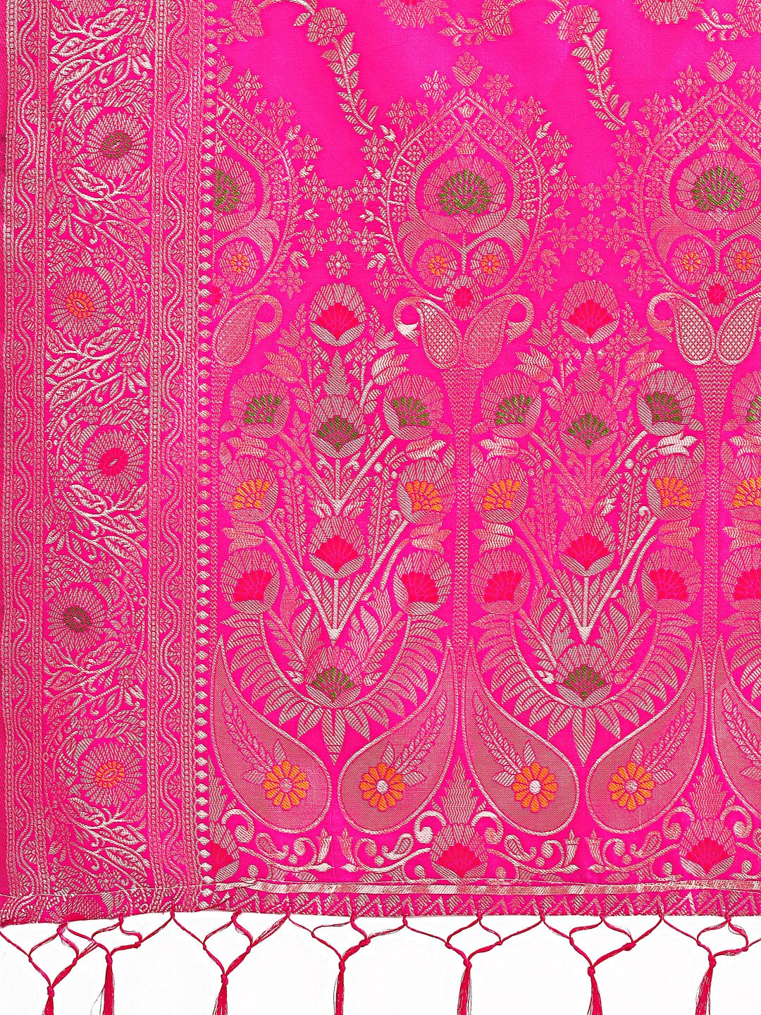 Astita Pink Banarasi Silk Saree with Floral Zari Weaving - Festive Traditional Elegance for Weddings & Celebrations - Distacart