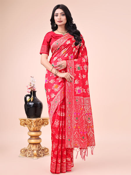 Astita Elegant Black Banarasi Cotton Saree with Zari Leaf Motifs and Rich Pallu - Traditional Indian Saree for Festive & Wedding Wear