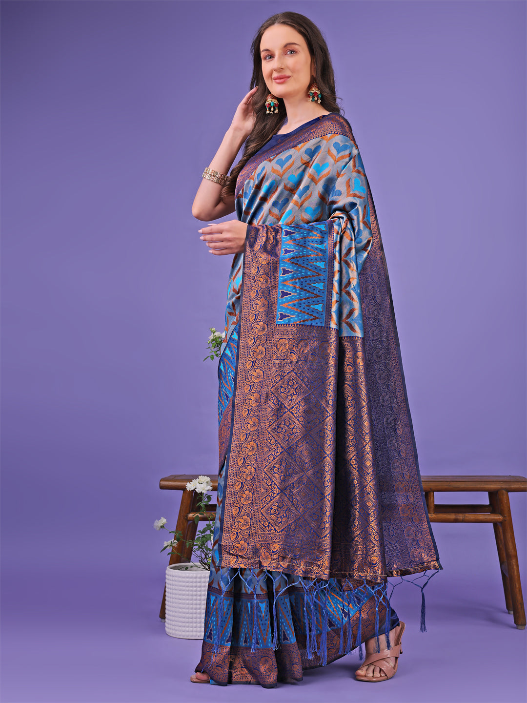 Astita Radiant Lichi Silk Saree - A Touch of Royalty in Every Thread - Distacart